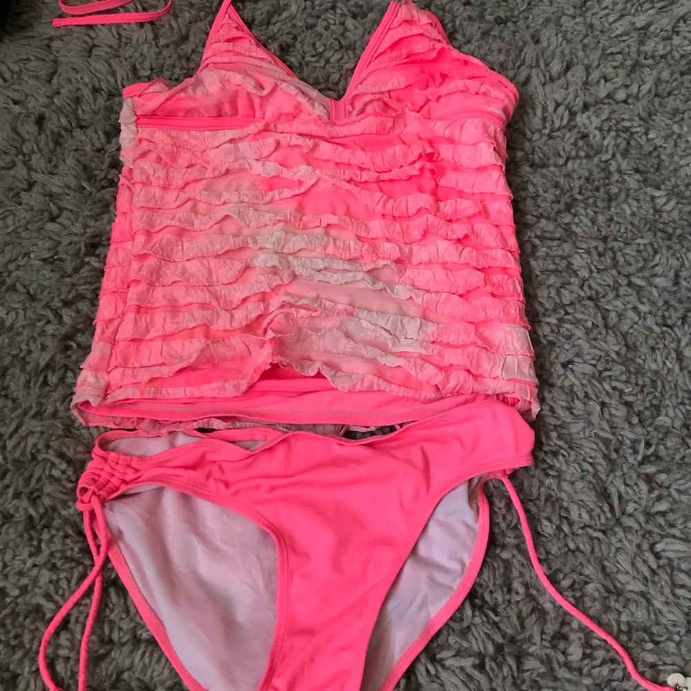 pink justice 2 piece bathing suit